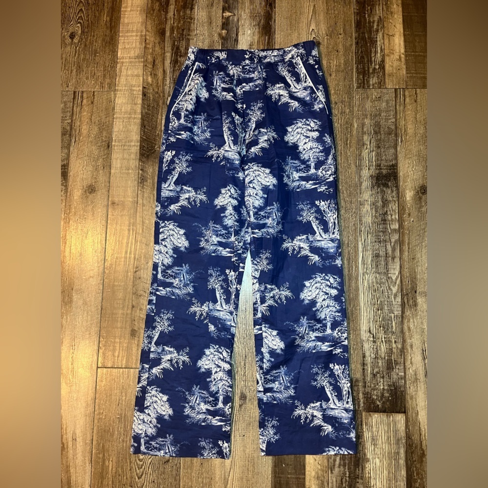 Cara Cara Toile Blue Cotton Pants Size XS